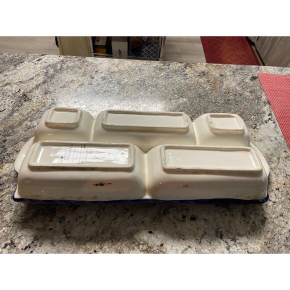 Toscana Casa Elite Divided Hand Painted Ceramic Tray Artisan Tuscan Floral - Picture 9 of 9